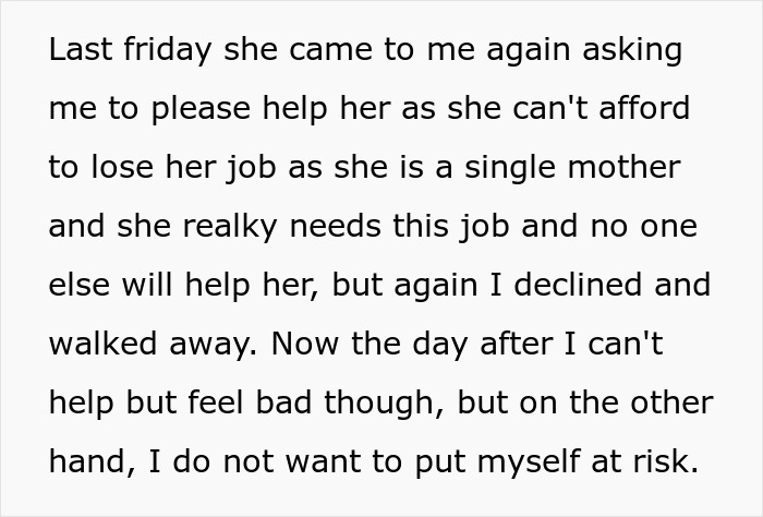 Text excerpt describing a coworker reported to HR who gets fired, highlighting workplace and job risk concerns. Text excerpt describing a coworker reported to HR who gets fired, highlighting workplace and job risk concerns.