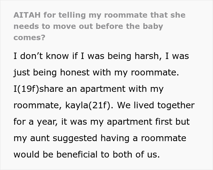 Woman Shocked When Roommate Gets Pregnant, Tells Her To Move Out As She Can't Raise A Baby