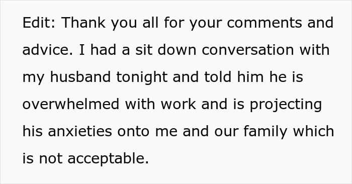 Text post discussing a wife confronting lazy hubby who invites mom to help instead of pitching in with chores.