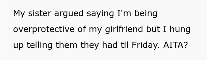 Text post showing a person arguing about being overprotective of their girlfriend before hanging up the call.