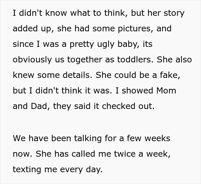 Woman Finds Biological Sister Wanting To Connect, Assumes She’s Invited To Her Wedding Woman Finds Biological Sister Wanting To Connect, Assumes She’s Invited To Her Wedding