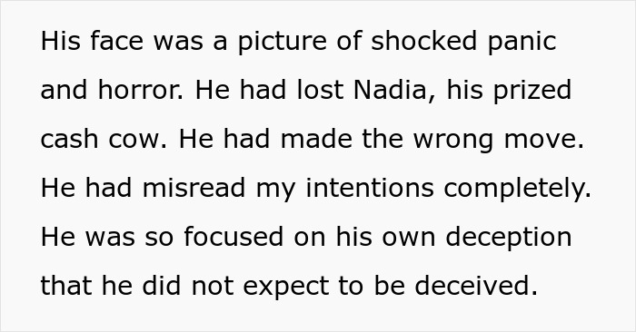Text describing a woman who married just weeks after meeting her husband and exposed his big secret turning the game around.