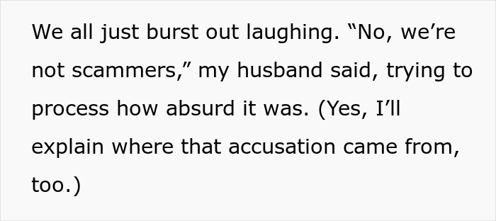Text excerpt discussing a husband reacting with disbelief to accusations while mentioning postpartum boundaries and retaliation.