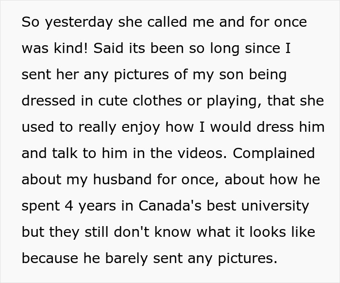 Text conversation describing a Muslim MIL upset over grandson celebrating Christmas, accusing DIL of erasing culture. Text conversation describing a Muslim MIL upset over grandson celebrating Christmas, accusing DIL of erasing culture.