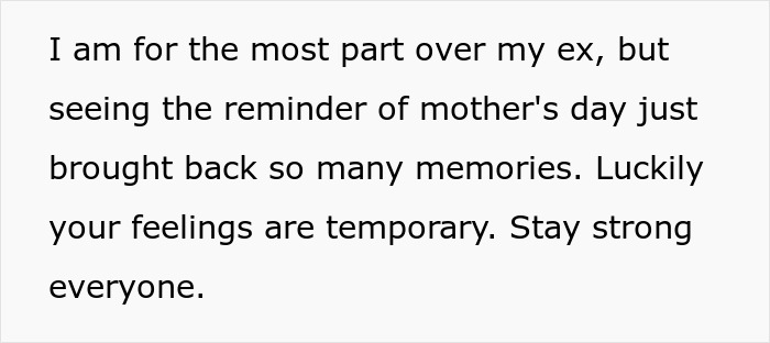Text excerpt about emotional reflections on Mother's Day memories related to man date single mom drama, encouraging strength.