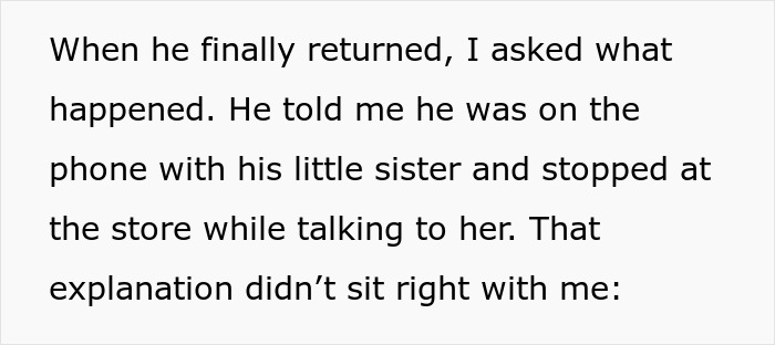 Text excerpt showing a wife questioning her husband after a suspicious phone call during a video conversation.