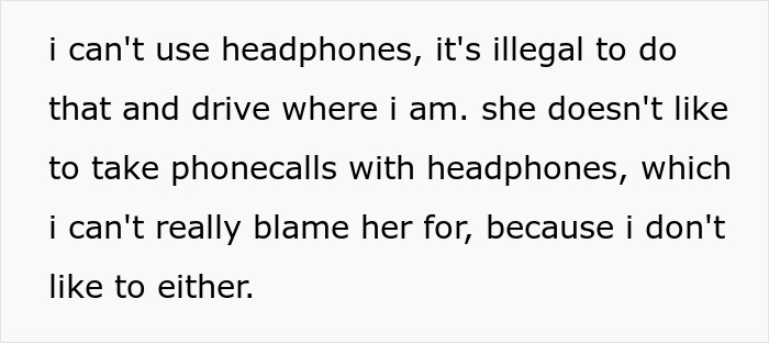 Partner with an annoyed faceplate mutes music while explaining why headphones can't be used during driving.
