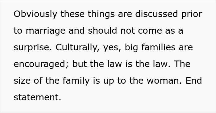 Text excerpt highlighting cultural and legal views on family size before marriage, related to kids and couples.