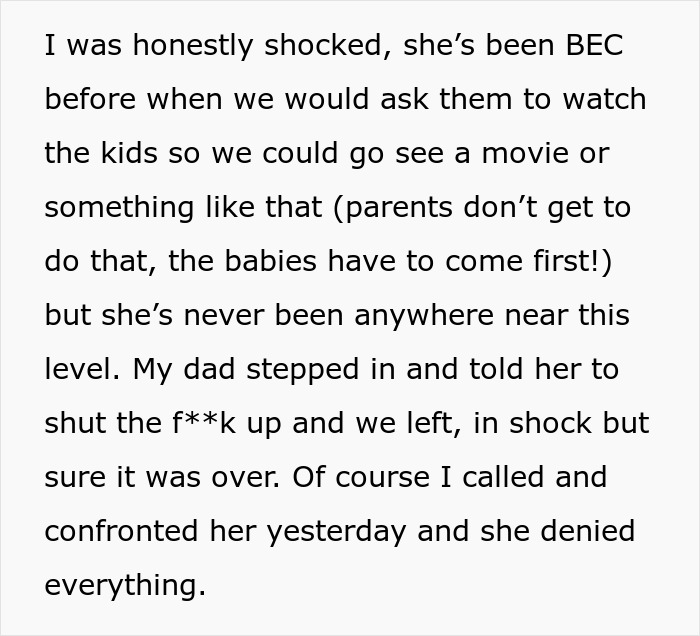 Text excerpt about a couple suspecting the wife's step-mom of stealing food leading to concerns of a CPS visit.