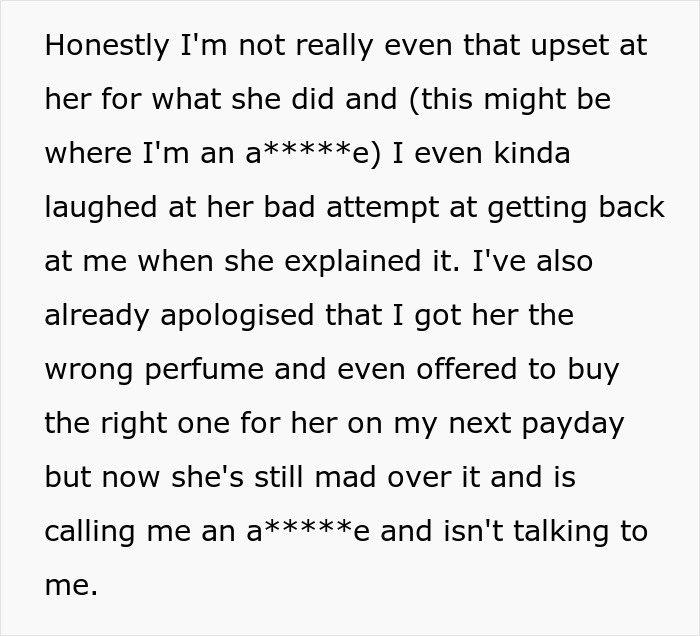 Text message discussing a woman upset and boyfriend reacting to her gift, showing relationship tension and misunderstanding.