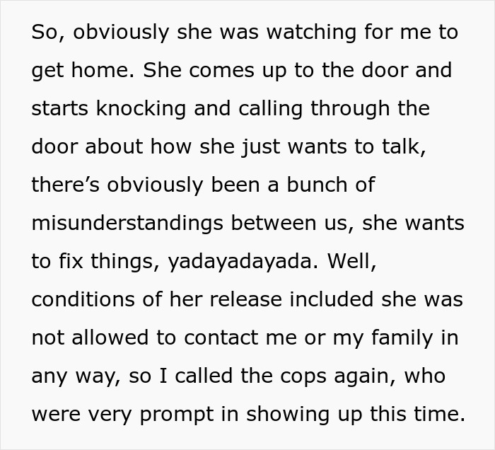 Text describing a couple suspecting the wife's step-mom of stealing all their food, prompting a possible CPS visit.