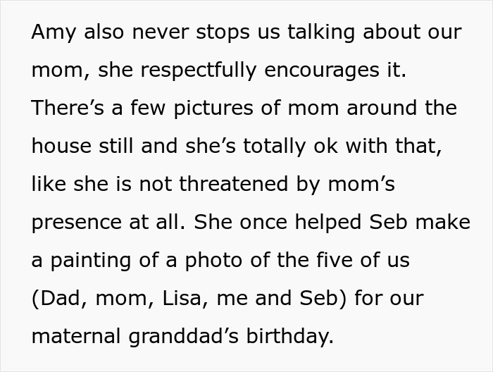 Alt text: Text about a widowed dad, his teen daughter&rsquo;s jealousy, and family memories connected to their late mom.