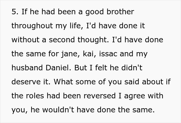 Text excerpt discussing feelings about a brother and family dynamics related to kidney donation and trust.