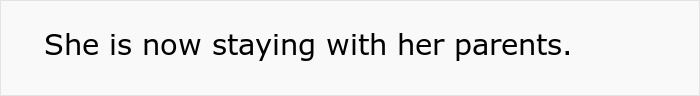 Text on white background stating she is now staying with her parents, reflecting a cheese-wheel-girlfriend-relationship theme.