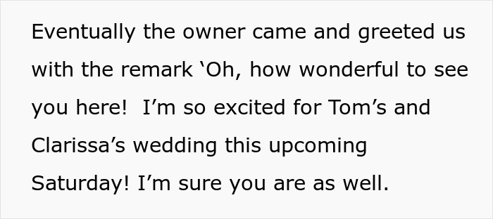 Text screenshot showing a conversation about a wedding, relating to a teen making sure stepmom is miserable on her wedding day.