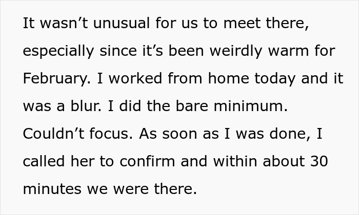 Screenshot of text describing a blurred work-from-home day before meeting about gf second phone with suspicious bf concerns. Screenshot of text describing a blurred work-from-home day before meeting about gf second phone with suspicious bf concerns.