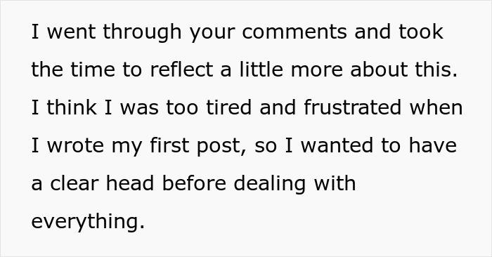 Text discussing reflection on comments and frustration before writing about dad's GF baby fever and daughter's reaction.