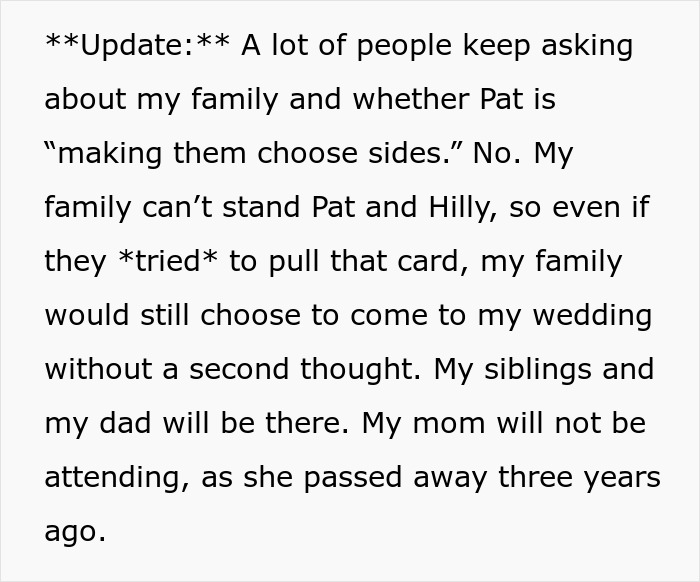 Text update about family drama with groom&rsquo;s brother at wedding and baby shower on the same day.