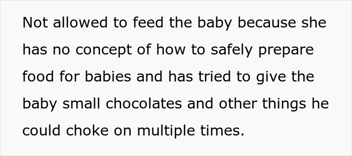 Rude mother causing family dinner to be ruined by unsafe feeding practices and risking baby&rsquo;s choking hazards.