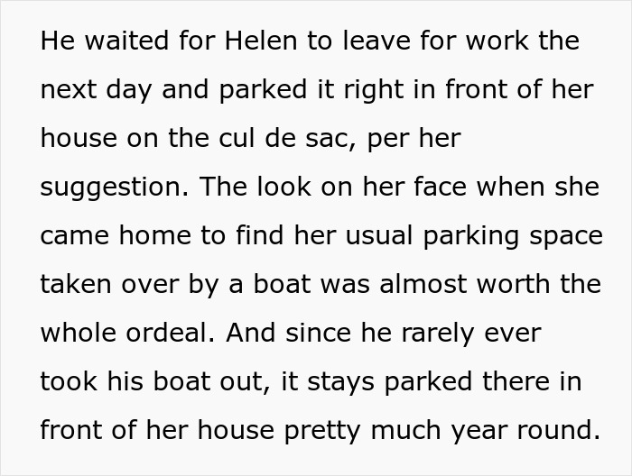 Power-Hungry HOA President Cuts Parking Spots, Neighborhood Hero Hits Back With Karma And A Boat