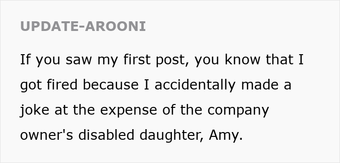 Text excerpt about a man fired over a crude drawing who befriends the woman who drew it and discovers her tragic story.