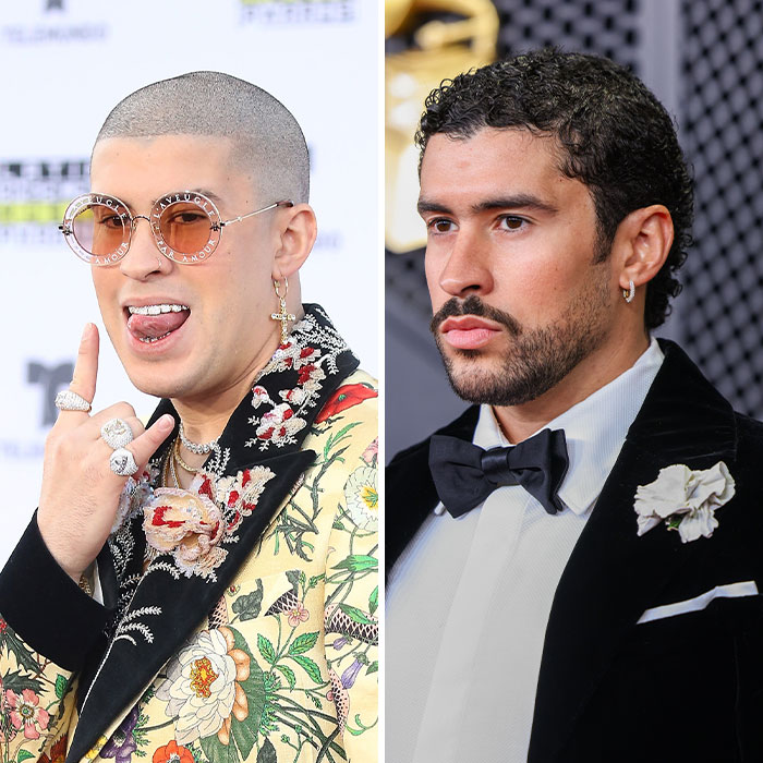 Bad Bunny's immaculate transformation showcased in contrasting stylish looks after his historical Grammy win.