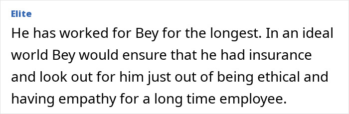 Text excerpt highlighting Beyoncé's treatment of her 20-year employee sparking heated debate about ethics and empathy.