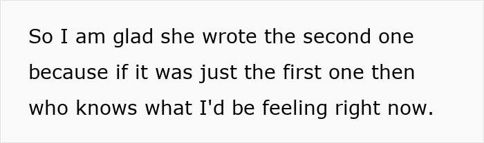 Text excerpt about a man dating a single mom, expressing relief about her writing a second message to avoid drama.