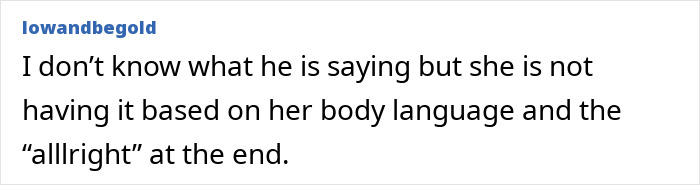 Comment reading body language, mentioning controlled moves and reactions, related to a body language expert’s analysis.