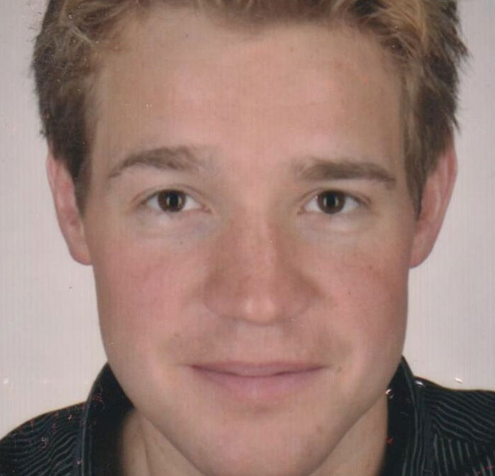 Close-up portrait of a young man with light brown hair related to infamous unsolved mysteries around the world.