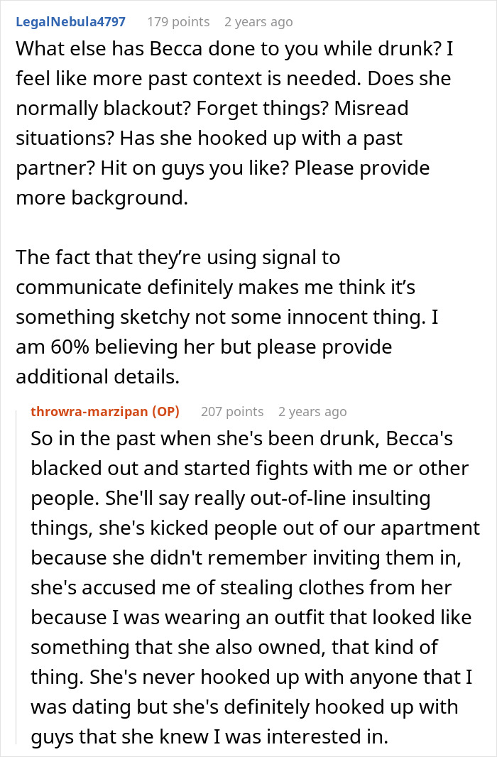 Screenshot of a Reddit conversation discussing a woman&rsquo;s confusion after a cheating confession from her best friend and denial from her boyfriend.