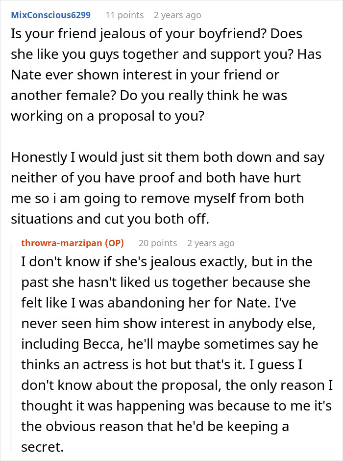 Text conversation about a woman confused by cheating confession from best friend and denial by her boyfriend.