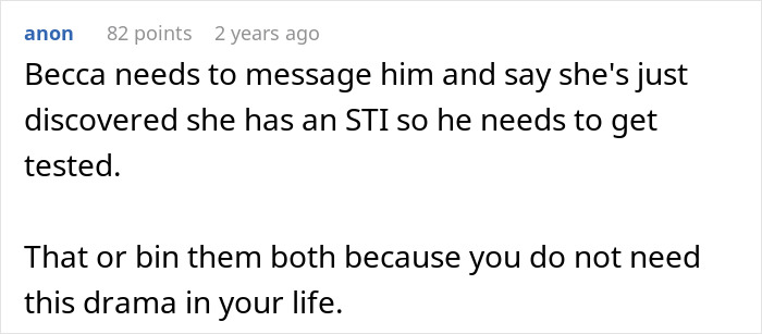 Text conversation showing advice on handling a cheating confession and denial, highlighting relationship drama and trust issues.