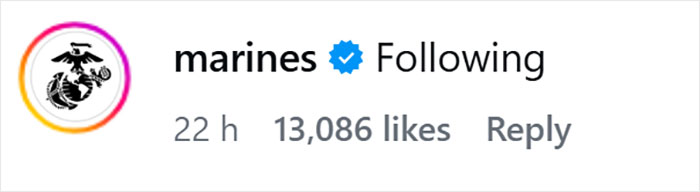 Instagram post from marines account showing number of likes and comments, related to Canadian hockey fans' bold Olympic bet.