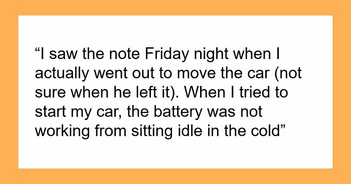 “Am I The Jerk For Not Moving My Car In The Snow After A Neighbor Left A Note?”