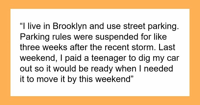 “Am I The Jerk For Not Moving My Car In The Snow After A Neighbor Left A Note?”