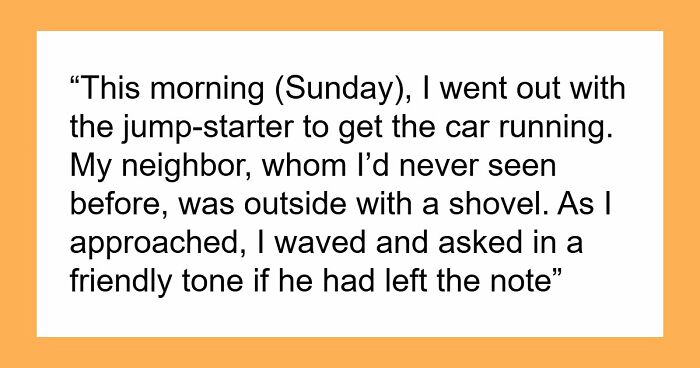“Am I The Jerk For Not Moving My Car In The Snow After A Neighbor Left A Note?”