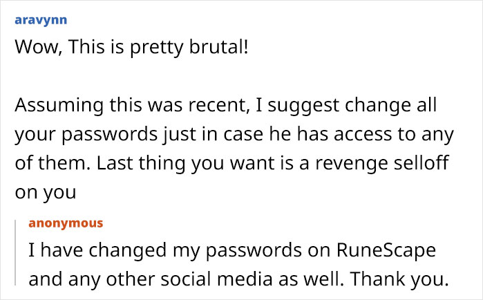 Screenshot of a forum discussion warning about changing RuneScape passwords after a cheating scandal. - 57