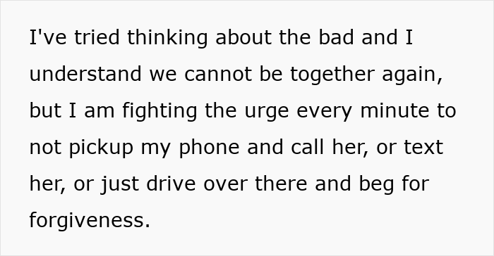 Text expressing struggle with emotions and the urge to contact a single mom amid relationship drama.
