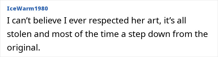 Comment by user IceWarm1980 discussing an indie musician accusing Taylor Swift’s Opalite of copying her video.