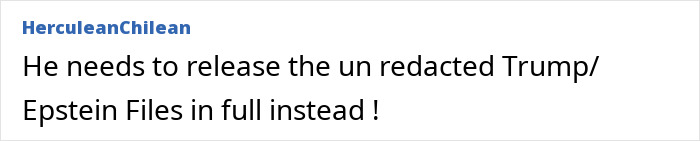 Comment stating the need to release unredacted Trump and Epstein files in full, referencing UFO and related accusations.