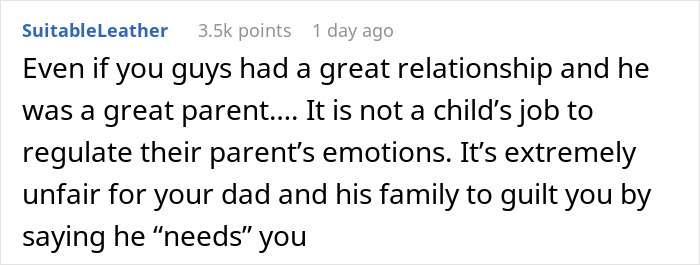 Text comment about a dad who chose a new family over his daughter but now wants her back after new wife cheats on him.