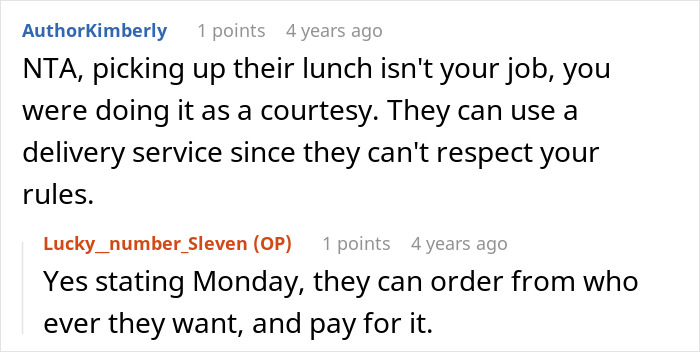 Workplace conflict as coworker stops picking up lunches, leading to entitlement issues and a police encounter.
