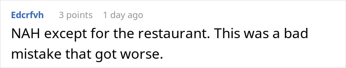 Comment discussing a failed proposal where a ring accidentally ends up in another woman's dessert at a restaurant.