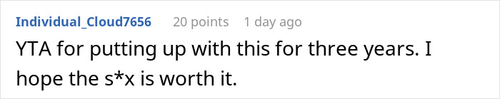 Comment on Reddit about a woman waking up her boyfriend as soon as she wakes up, describing normal couples behavior.