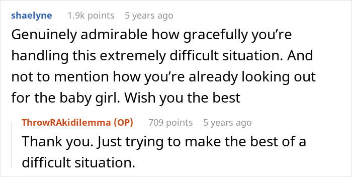 Reddit conversation showing a husband and commenters discussing wife&rsquo;s secret exposed after she gives birth to a black child.