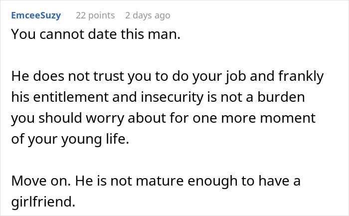 Screenshot of a social media comment criticizing a man’s insecurity over actress girlfriend changing in front of other men.