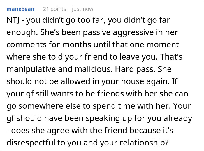 Screenshot of a Reddit comment discussing conflict involving an electrician and passive-aggressive behavior in relationships.