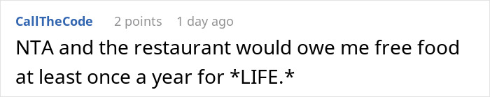 Screenshot of an online comment about a planned proposal gone awry when the ring ends up in another woman’s dessert.