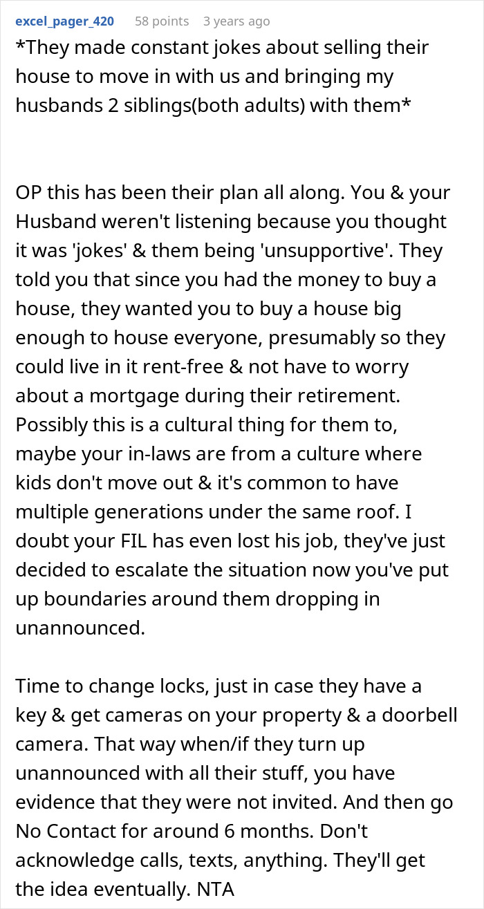 Woman fed up with in-laws constantly showing up unannounced, panics over their plan to move in rent-free.